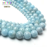 Aquamarina Round Stone Beads for Jewelry Making 15inches Strand 6/8/10/12mm