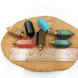 Crystal Quartz Perfume Bottle Pendant with Stainless Steel Vial