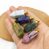 Crystal Quartz Perfume Bottle Pendant with Stainless Steel Vial