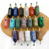 Crystal Quartz Perfume Bottle Pendant with Stainless Steel Vial
