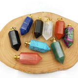 Crystal Quartz Perfume Bottle Pendant with Stainless Steel Vial