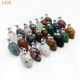 Rose Quartz Skull Perfume Bottle Pendant for Essential Oils
