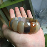 Natural Gray Agate Stone Beads Bracelet Gemstone Bangle Fine Jewelry for Women