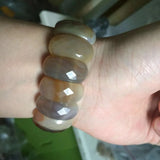 Natural Gray Agate Stone Beads Bracelet Gemstone Bangle Fine Jewelry for Women