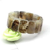 Gray Leaf Agate Stone Beads Bracelet GEM Stone DIY Jewelry Bracelet