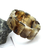 Gray Leaf Agate Stone Beads Bracelet GEM Stone DIY Jewelry Bracelet