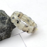 Gray Leaf Agate Stone Beads Bracelet