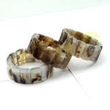 Gray Leaf Agate Stone Beads Bracelet for Women