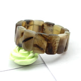 Gray Leaf Agate Stone Beads Bracelet for Women