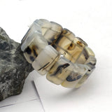 Gray Leaf Agate Stone Beads Bracelet for Women