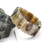 Gray Leaf Agate Stone Beads Bracelet for Women