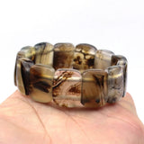 Gray Leaf Agate Stone Beads Bracelet