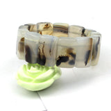 Gray Leaf Agate Stone Beads Bracelet for Women