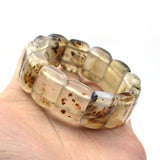 Gray Leaf Agate Stone Beads Bracelet