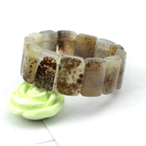 Gray Leaf Agate Stone Beads Bracelet for Women
