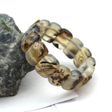 Gray Leaf Agate Stone Beads Bracelet