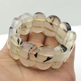 Natural Gray Leaf Agates Stone Bracelet, DIY Jewelry for Woman