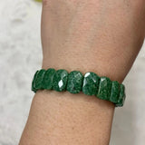 Natural Green Epidote Stone Beads Bracelet Gemstone Bangle for Woman Man