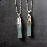 Green Jade Bamboo Necklace 925 Sterling Silver Women's Jewelry