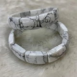 Natural Howlite Stone Beads Bracelet Gemstone Bangle Fine Jewelry