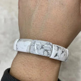 Natural Howlite Stone Beads Bracelet Gemstone Bangle Fine Jewelry
