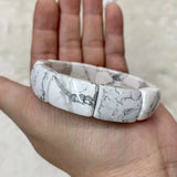 Natural Howlite Stone Beads Bracelet Gemstone Bangle Fine Jewelry