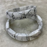 Natural Howlite Stone Beads Bracelet Gemstone Bangle Fine Jewelry