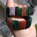 Natural Indian Agate Beads Bracelet Gemstone Bangle