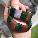 Natural Indian Agate Beads Bracelet Gemstone Bangle