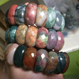 Natural Indian Agate Stone Beads Bracelet Gemstone Bangle Jewelry
