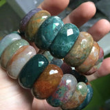 Natural Indian Agate Stone Beads Bracelet Gemstone Bangle Jewelry