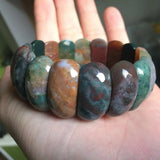 Natural Indian Agate Stone Beads Bracelet Gemstone Bangle Jewelry