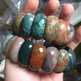 Natural Indian Agate Stone Beads Bracelet Gemstone Bangle Jewelry