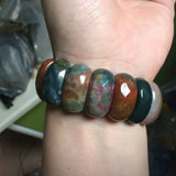 Natural Indian Agate Stone Beads Bracelet Gemstone Bangle Jewelry
