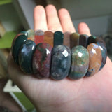 Natural Indian Agate Stone Beads Bracelet Gemstone Bangle Jewelry