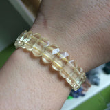 Natural Lemon Crystal Quartz Stone Beads Bracelet Fine Bangle for Woman