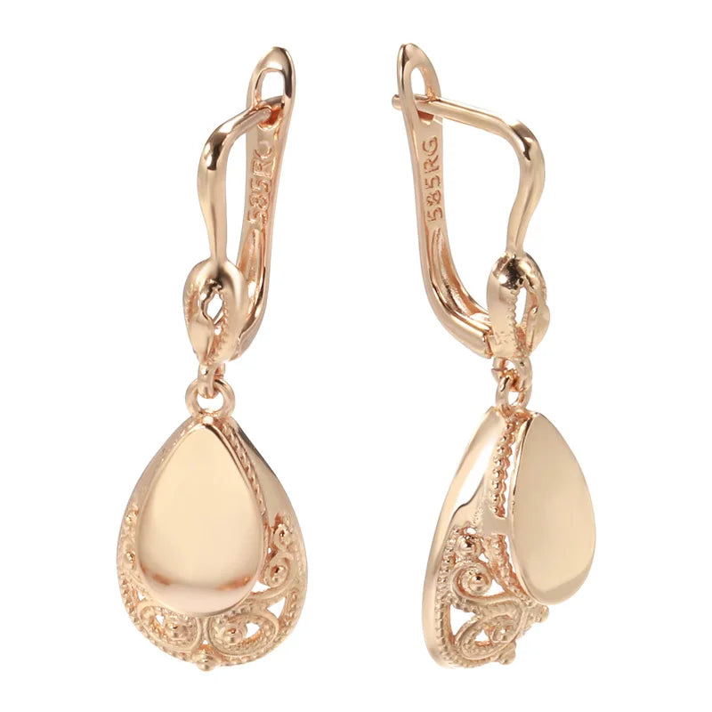 Natural Moonstone Gemstone Clip Earrings 18K Rose Change Wedding Jewelry