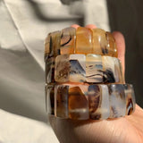 Natural Ocean Agate Stone Beads Bracelet Gemstone Bangle for Women & Men