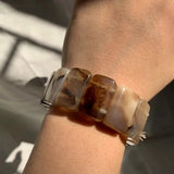 Natural Ocean Agate Stone Beads Bracelet Gemstone Bangle for Women & Men
