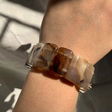 Natural Ocean Agate Stone Beads Bracelet Gemstone Bangle for Women & Men