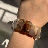 Natural Ocean Agate Stone Beads Bracelet Gemstone Bangle for Women & Men