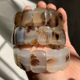 Natural Ocean Agate Stone Beads Bracelet Gemstone Bangle