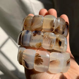 Natural Ocean Agate Stone Beads Bracelet Gemstone Bangle