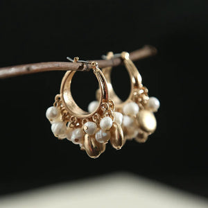 Natural Pearl Earrings Bohemian Style Circular South Korea Earrings