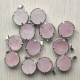 Pink Quartz Stone Moon Star Pendants for DIY Jewelry Making