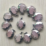 Pink Quartz Stone Moon Star Pendants for DIY Jewelry Making