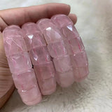 Rose Quartz Stone Bracelet Natural Gem Jewelry Bangle