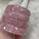 Rose Quartz Stone Bracelet Natural Gem Jewelry Bangle