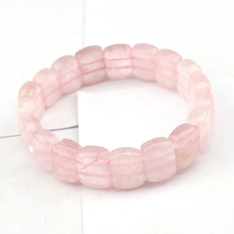 Rose Quartz Stone Beads Bracelet Natural Gemstone DIY Jewelry for Woman