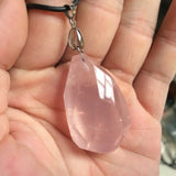 Rose Quartz Stone Beads Pendant Gemstone Necklace for Women